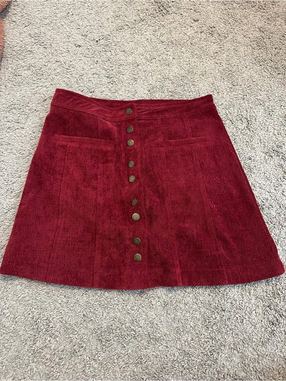 Made with Moxie Wine Red Corduroy Mini Skirt Lulus